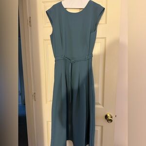 Ann Taylor Blue Sleeveless A-Line Midi Dress